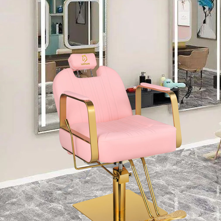 Pink reclining best sale salon chair